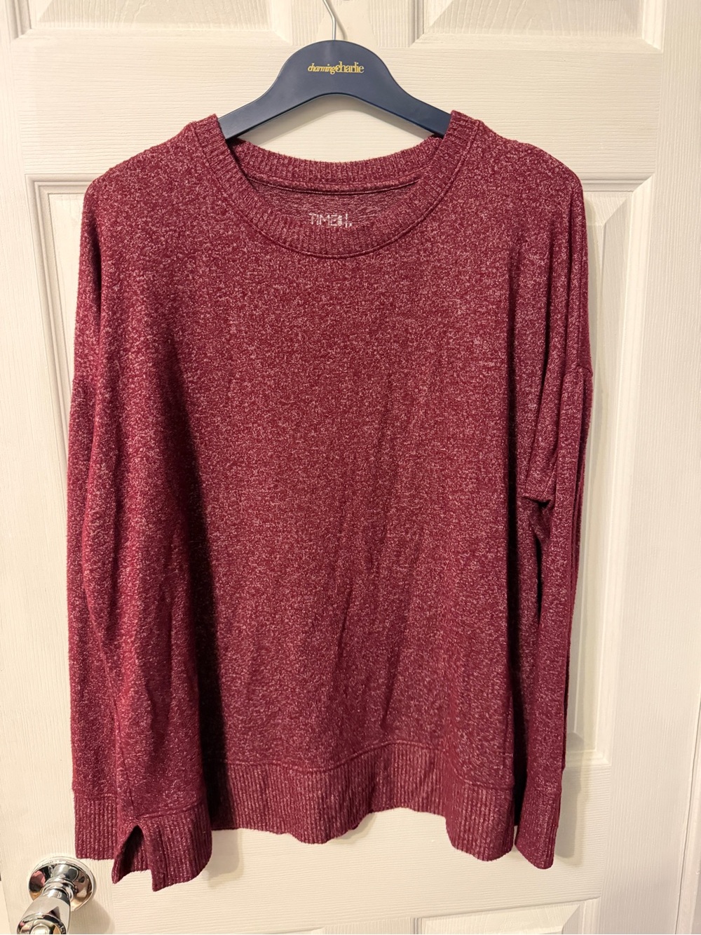 Time and Tru Marled Burgundy Sweater